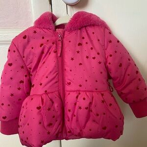 Rothschild Pink Puffer Jacket with Hood and Quilted Design